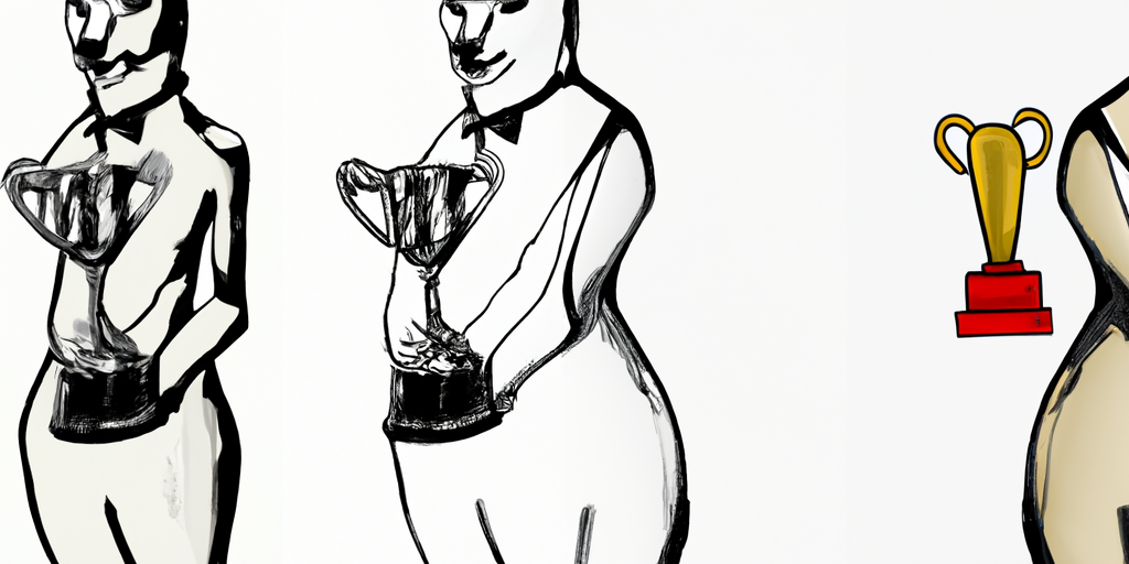 A woman looking confident and holding a golden trophy symbolizing her overcoming rejection.3