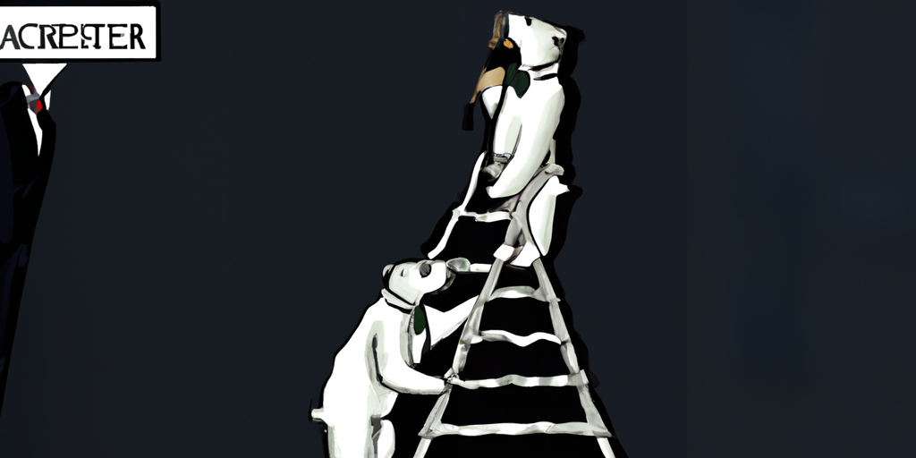 Illustration of an individual climbing a ladder, representing career advancement by taking initiatives and offering assistance beyond regular duties.3